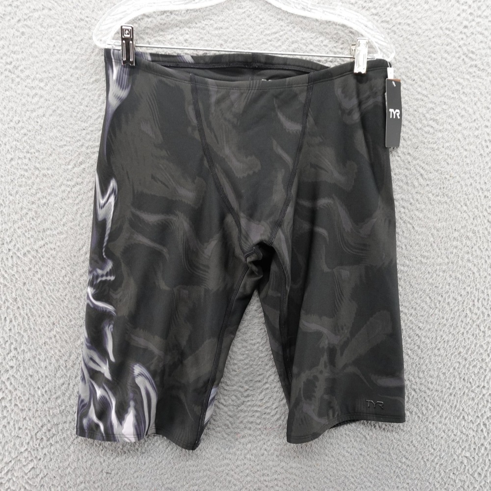 TYR Mens Durafast Elite Vaporwave Jammer Swim Suit Smoke Grey XL 38 NEW